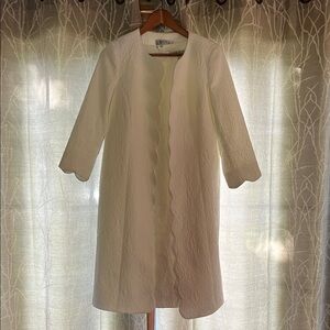 Elegant White Textured blazer and matching shift dress